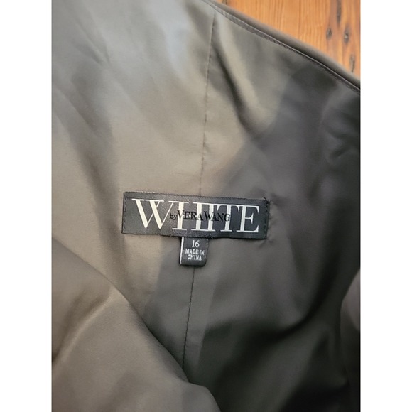 White by Vera Wang Womens 16  Gray Chiffon One Shoulder Party Dress  Rosette - Picture 8 of 13